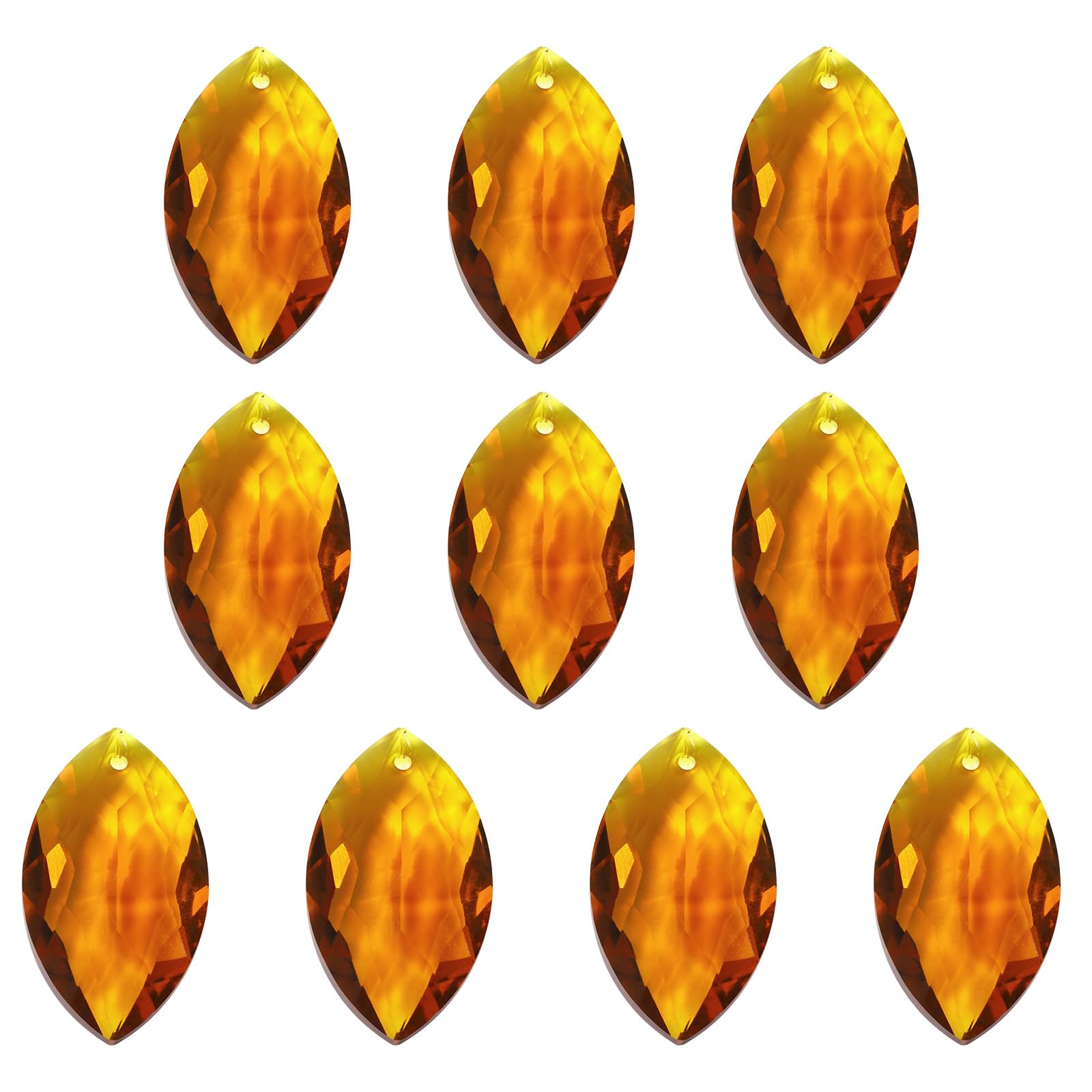 PATIKIL K9 Crystal Pendants Oval Beads, 10 Pack 38mm Chandelier Prisms DIY Amber