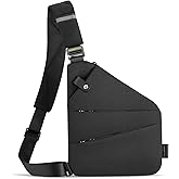 WANDER PLUS® Left Shoulder Anti Theft Crossbody Travel Bag for Women Men, Slim Sling Bag with Adjustable Strap