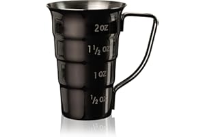 Viski Gunmetal Stepped Jigger With Handle, 4 Measurement Markings, Measuring Cup for Cocktail Recipes, 0.5 oz, 1 oz, 1.5 oz, 