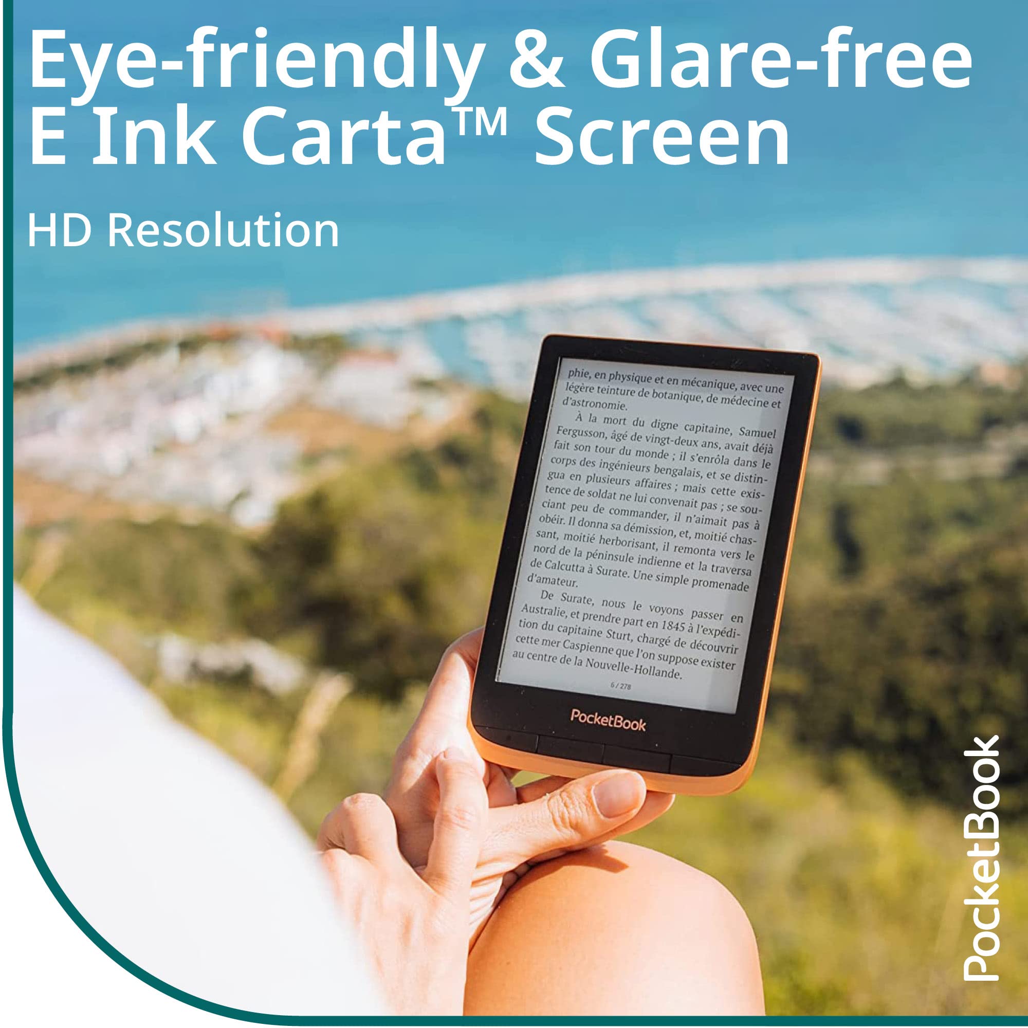 PocketBook Touch HD 3 | Audio- & E-Book Reader | 6? Glare-Free & Eye-Friendly E-Ink Screen | Text-to-Speech Function | Bluetooth | Adaptive SMARTlight | IPX8 Waterproof | E-Reader, Spicy Copper