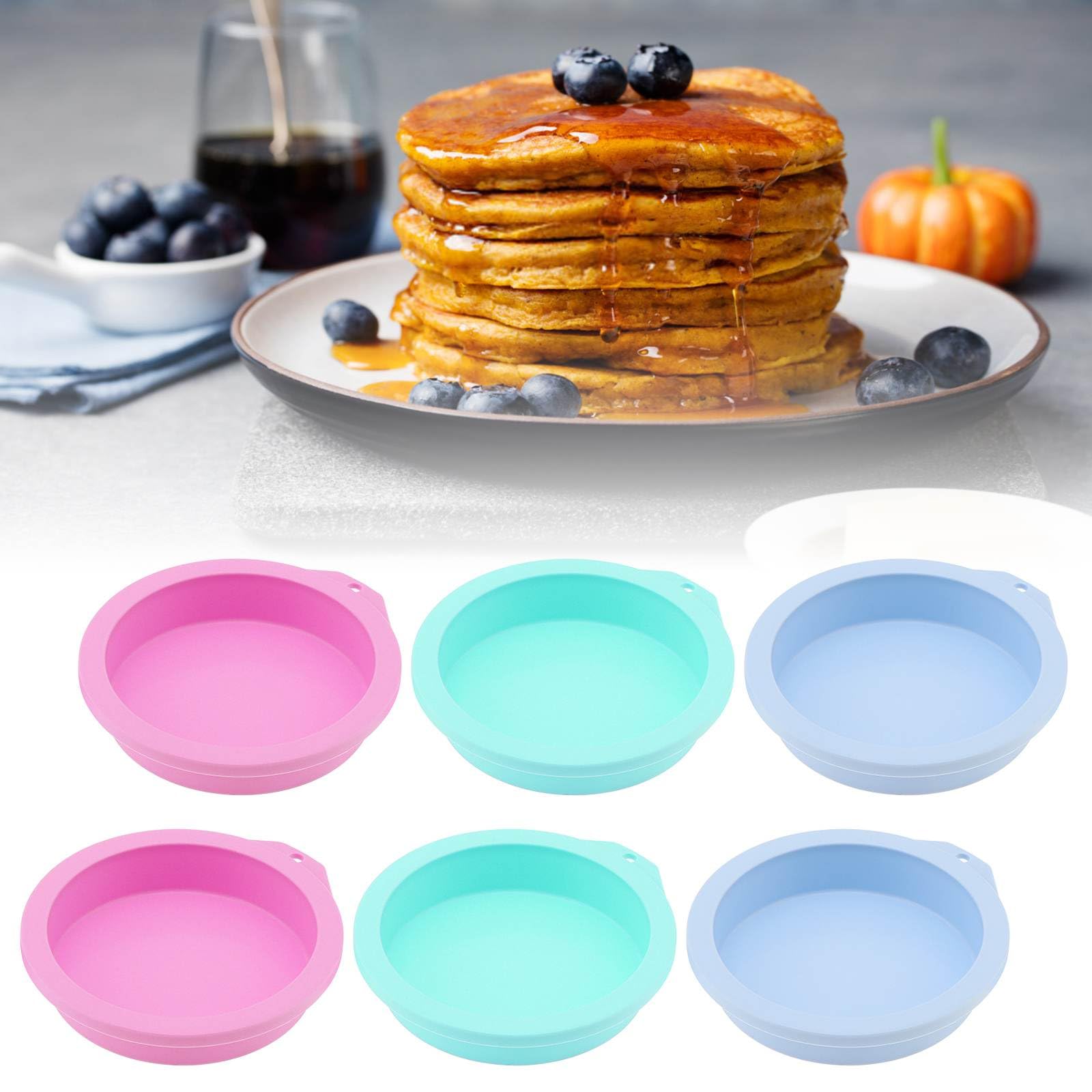 Air Fryer Egg Molds 6Pcs, Silicone Egg Molds, Silicone Air Fryer Egg Molds, Non-Stick Air Fryer Accessories, Round Silicone Cake Molds, Silicone Egg Bites Molds for Muffin Lids, Toast, Cake, Pancake