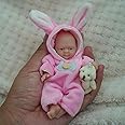 MYREBABY 4.5 Inch Mini Reborn Baby Dolls ，Silicone Baby Girl Sarah,Tiny Silicone Baby Dolls ，Mini Realistic Newborn Baby Dolls Silicone Full Body Stress Relief