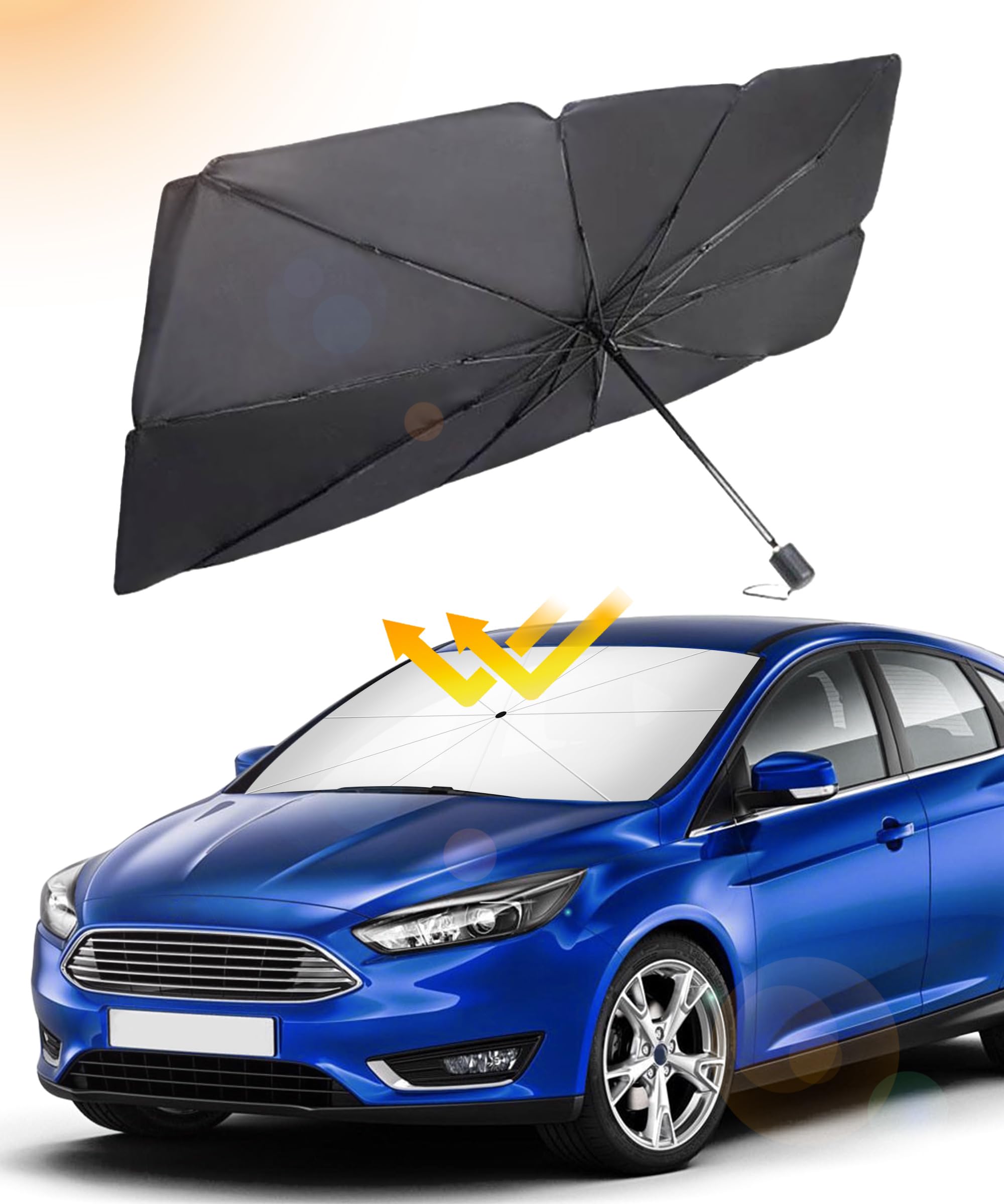 Photo 1 of bylikeho 55"x31" Windshield Sun Shade, Car Windshield Umbrella, Sun Shade for Car Window, Automotive Interior Sun Protection