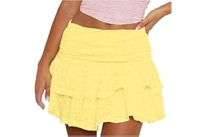 Women Fairy Lace Mini Skirt Y2K Ruched High Waist Ruffle Cake Skirt A Line Fashion Going Out Tiered Skirt