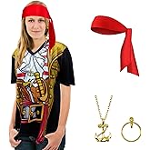 KATOLK Pirate Shirt Costume Men and Women Accessories, Funny Cruise Pirates T Shirts, Novelty Caribbean Shirt for Halloween