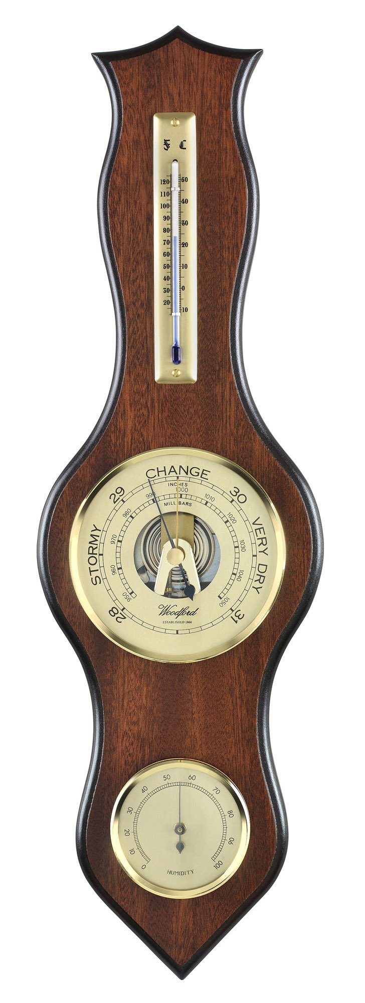 Traditional Design Wall Barometer with Thermometer & Hygrometer (Humidity Meter)
