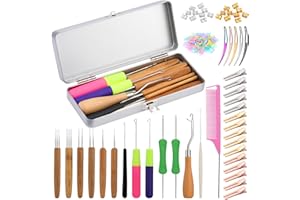 kgxulr 250 PCS Dreadlock Crochet Hook Kit,6 Crochet Hooks for Hair,5 Latch Hook Crochet Needle,MultipleSizes and Types Crochet Needle for Hair Braiding