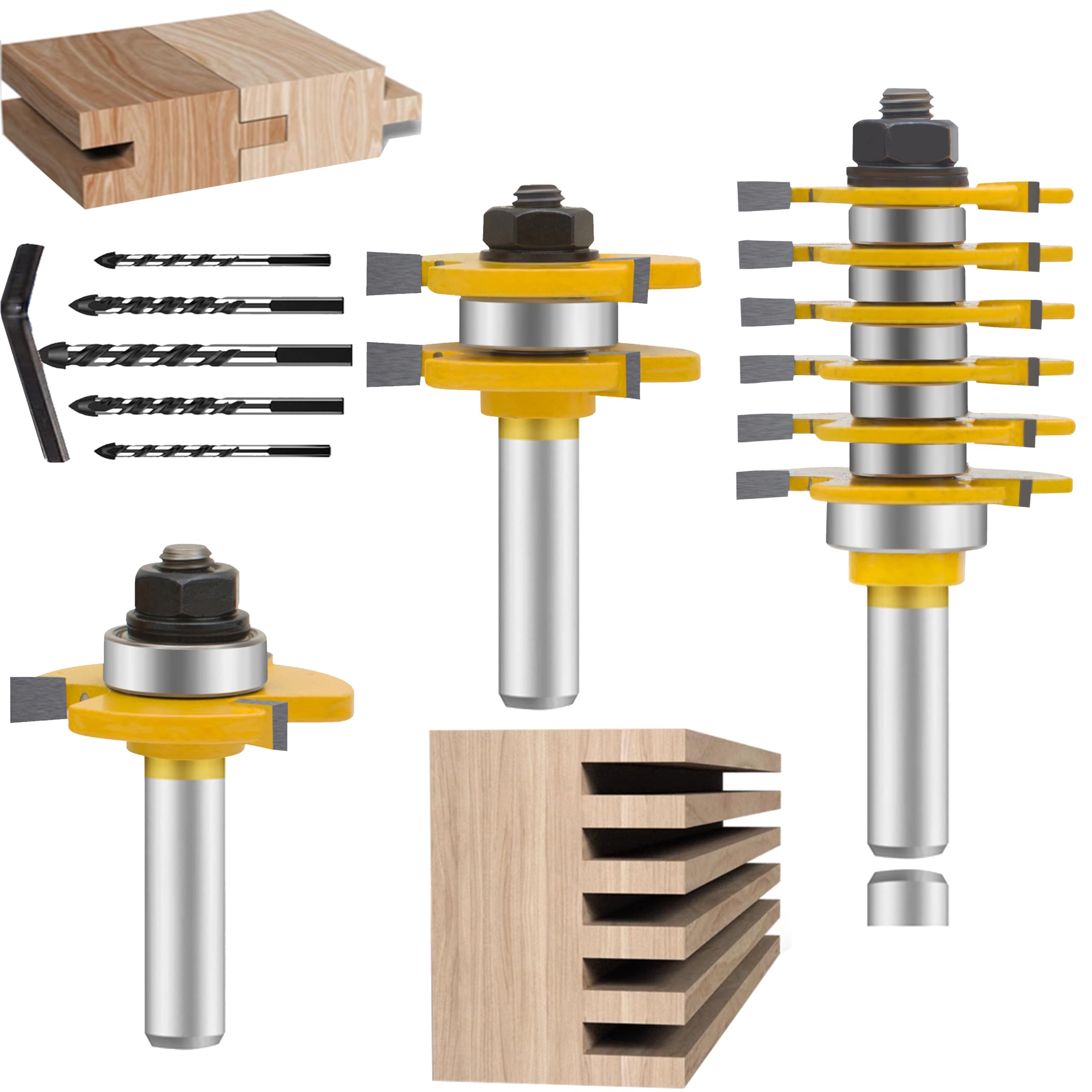 LEATBUY 1/2-Inch Shank Router Bit Set 3 PCS, Round Panel Cabinet Door Ogee Rail Stile Router Bits Sets, Woodworking Tongue Groove Wood Cutter Table Milling Tool(1/2-Single Side)