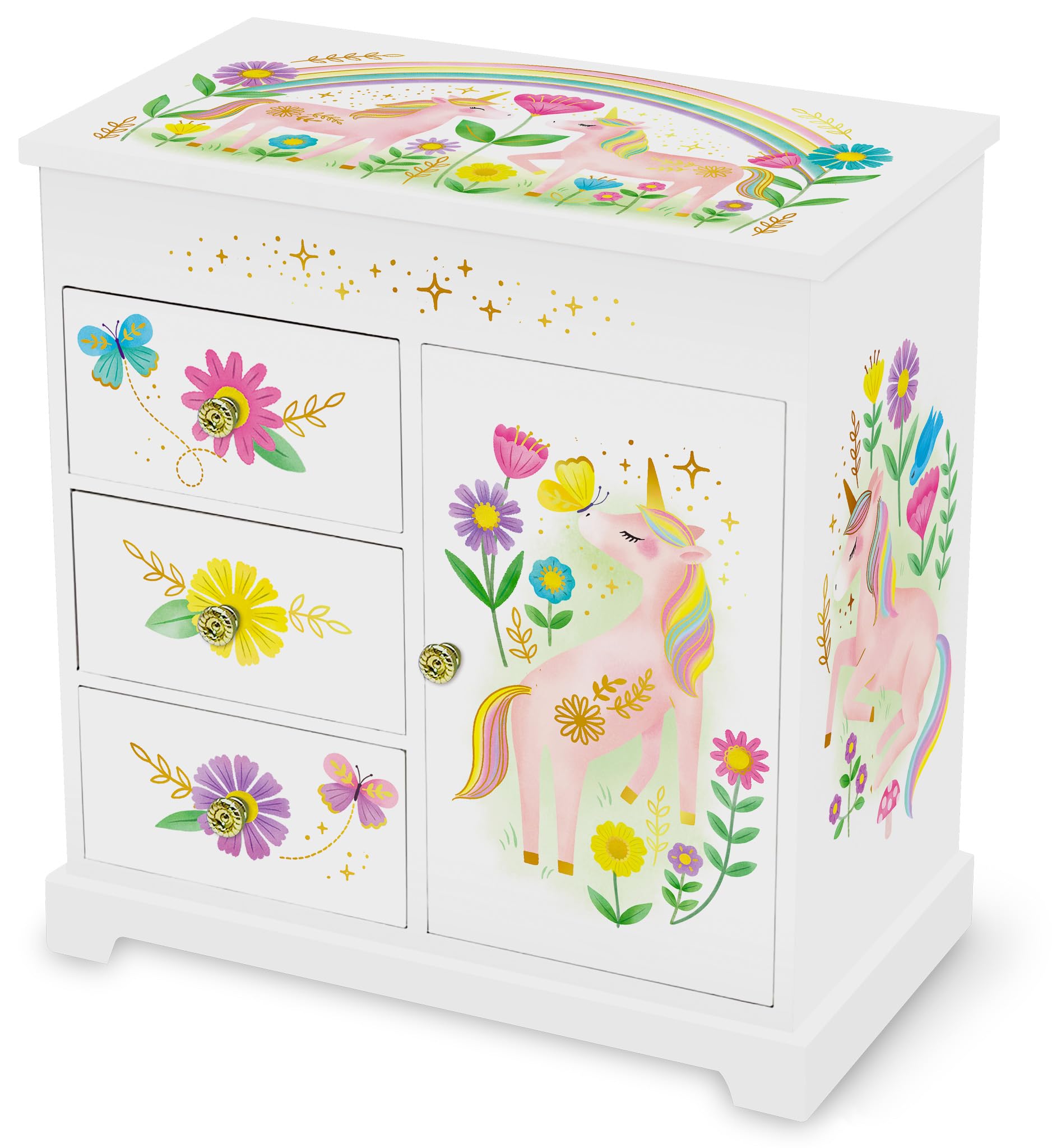 Giggle & Honey Unicorn Musical Jewelry Box for Girls - Unicorn Toys for Girls Age 4-6 - Kids Jewelry Box with Drawers - 9 x 5 x 9.3 in