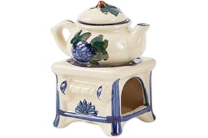 Zingz & Thingz Cottage Core Collection Porcelain Teapot Stove Oil Warmer, White, 3.875x3.125x5.375