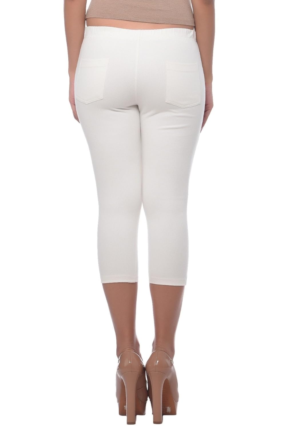frenchtrendz ivory cotton spandex jegging capri for women