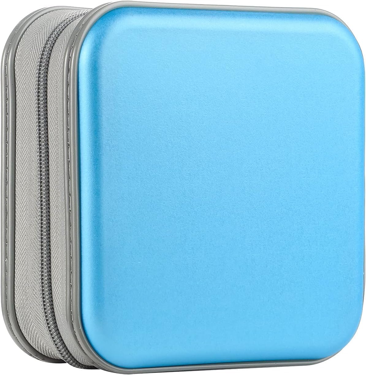 UENTIP CD DVD Case,Hard Plastic Portable Travel DVD Case Protective Zipper CD Case Holder Car Storage Wallet Bag (Sky Blue, 48 Capacity)