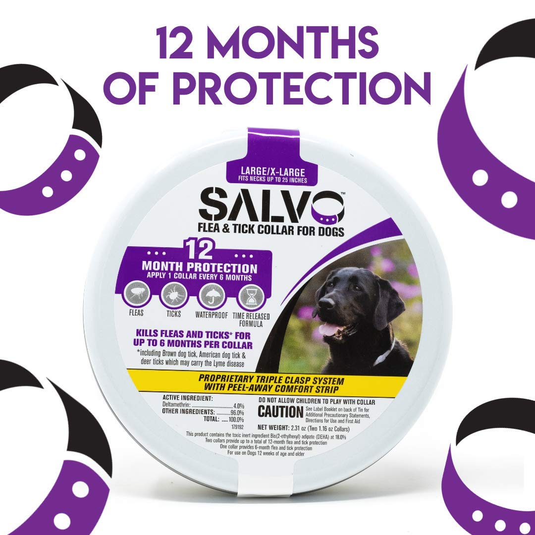 Reviews SALVO Flea and Tick Waterproof, Durable Collar for Dogs, Pack