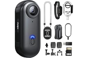 SHPTDJTIC 128G 4K Body Camera, Thumb Size Cam,Wearable Camera with 360°Rotatable Clip & Magnetic Clip,120 Minutes for Recording,Take for Lecture, Traveling,Pet Walking,Outdoors Activities (4K-P-128G)