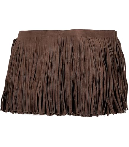 Bordure à Franges Double Face Cuir Synthétique Marron - 2m X 10cm - Idéal Couture Et Déco