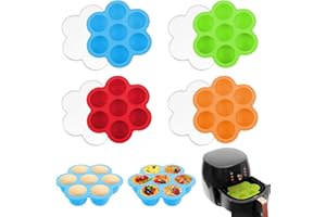 DragonflyDreams 4 Pack Silicone Egg Bites Molds, Air Fryer Egg Mold, Reusable Egg Bites Pan with Lid-Alternative to Sous Vide Egg Bite Maker for 5,6,8qt Pressure-Cooker-Accessories