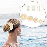 Gunwon 4pc Hair Donut Bun Shaper Set 4 Sizes Beige Nylon 20 Golden Bobby Pins view 5