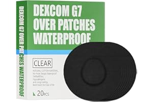 GLUCOMART 20 Pack,Over Patches Waterproof for Dexcom g7,CGM Sensor Patches| Non-Glue Central, Full Coverage, Latex-Free, Hypoallergenic & Breathable | Easy to Remove Without Leaving Any Marks (Black, 3.15)