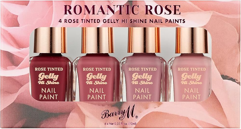 Barry M Romantic Rose Nail Paint Gift Set 4 Gelly Hi Shine Shades