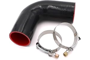 TAUKEALUGS 90 Degree Elbow Coupler Silicone Hose 4-Ply 2 1/2-inch for Turbo/Intercooler/Intake Piping,Length 102mm Thickness 5mm with T-Bolt Clamp