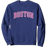 Boston Massachusetts MA Vintage Sports Design Pink Design Sweatshirt