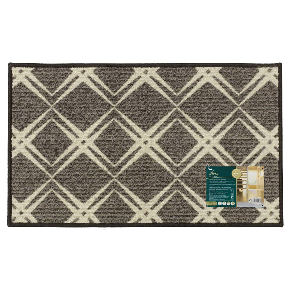 JVL Fiora Latex Backed Machine Washable Door Mat, Beige, 45 x 75 cm Approximately — image 1