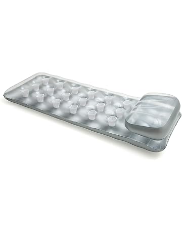 Intex 58894EU - Colchoneta hinchable color plata con 18 posavasos y almohada, 188 x 71 cm