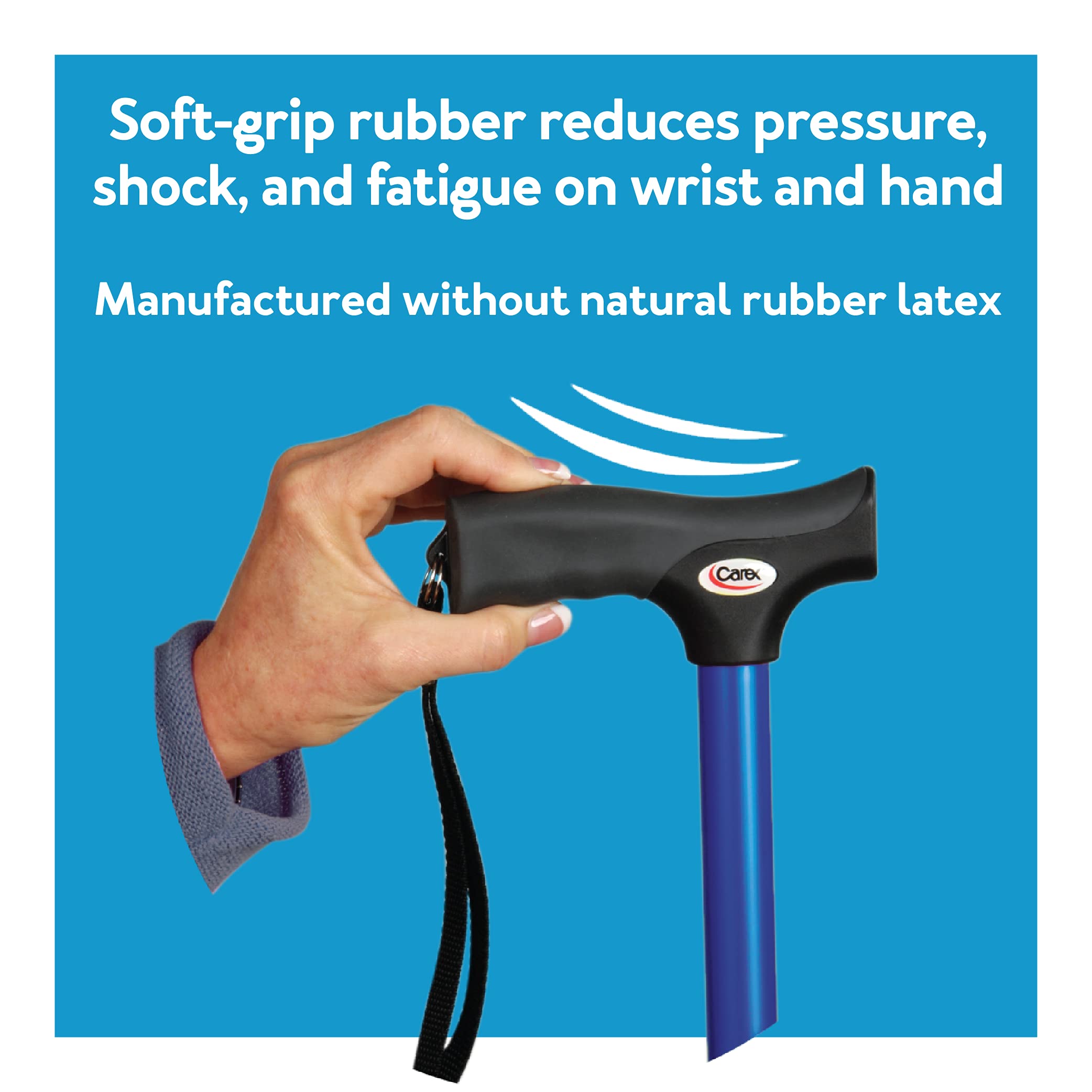 Carex Soft Grip Walking Cane with Strap, Anti-Slip Walking Cane for Easy Maneuvering, Walk Stick for Seniors & Adults with Added Support and Adjustable for Balance, Supports up to 250 lbs, Blue Marble