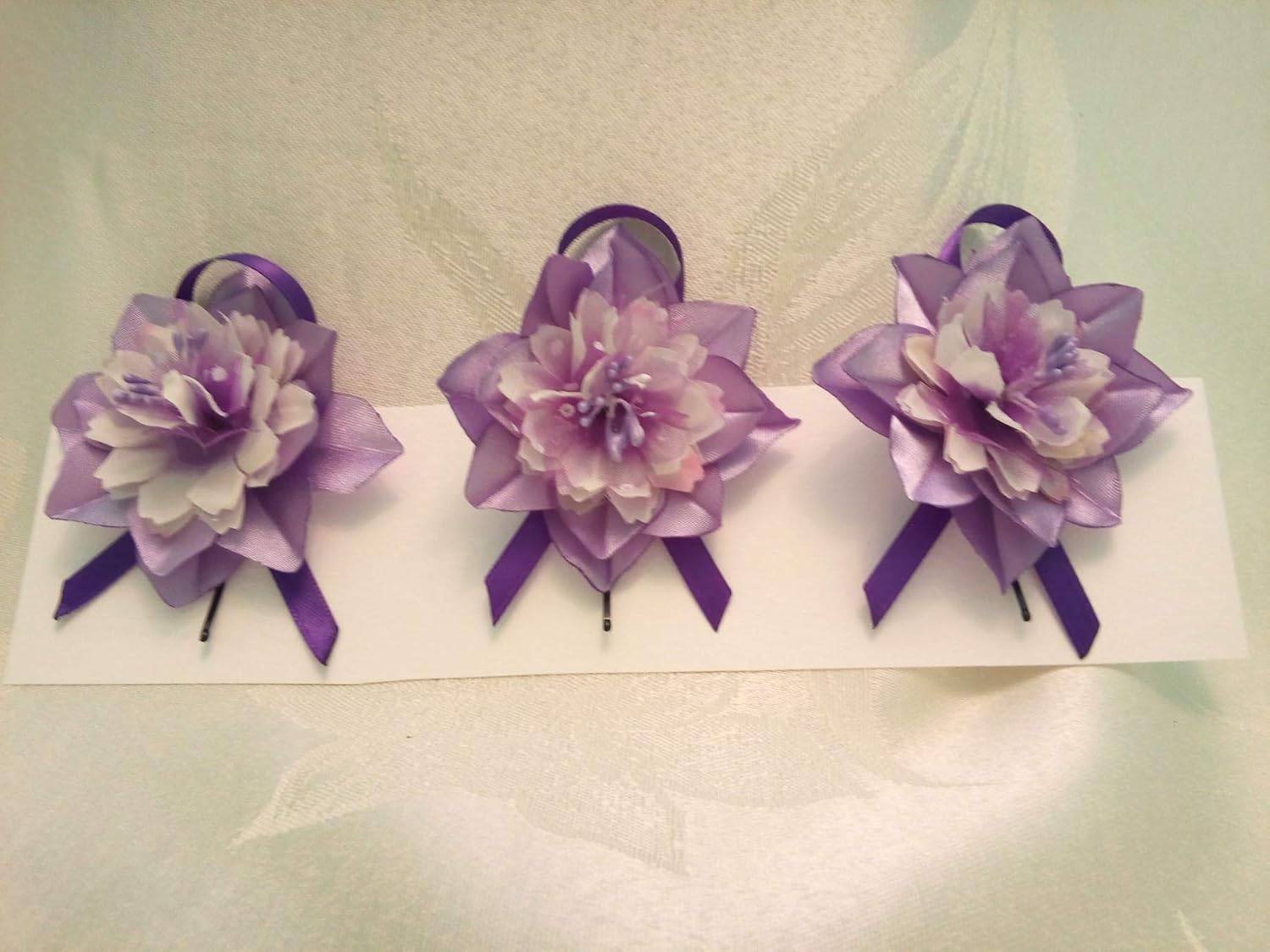 Amazon Com Bobby Pins Hair Purple White Set Of 3 Flower Wedding