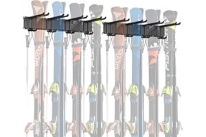 WALMANN Garage Storage Organization Wall Ski Rack 8 Pairs of Skis Mount Ski Hanger for Garage Snowboard Wall Rack Holds Up to 400 lbs