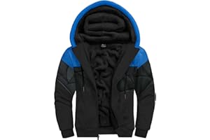 WENTTUO Flannel Hoodies for Men Heavyweight Fleece Sweatshirt Full Zip Up Thick Sherpa Lined Jacket