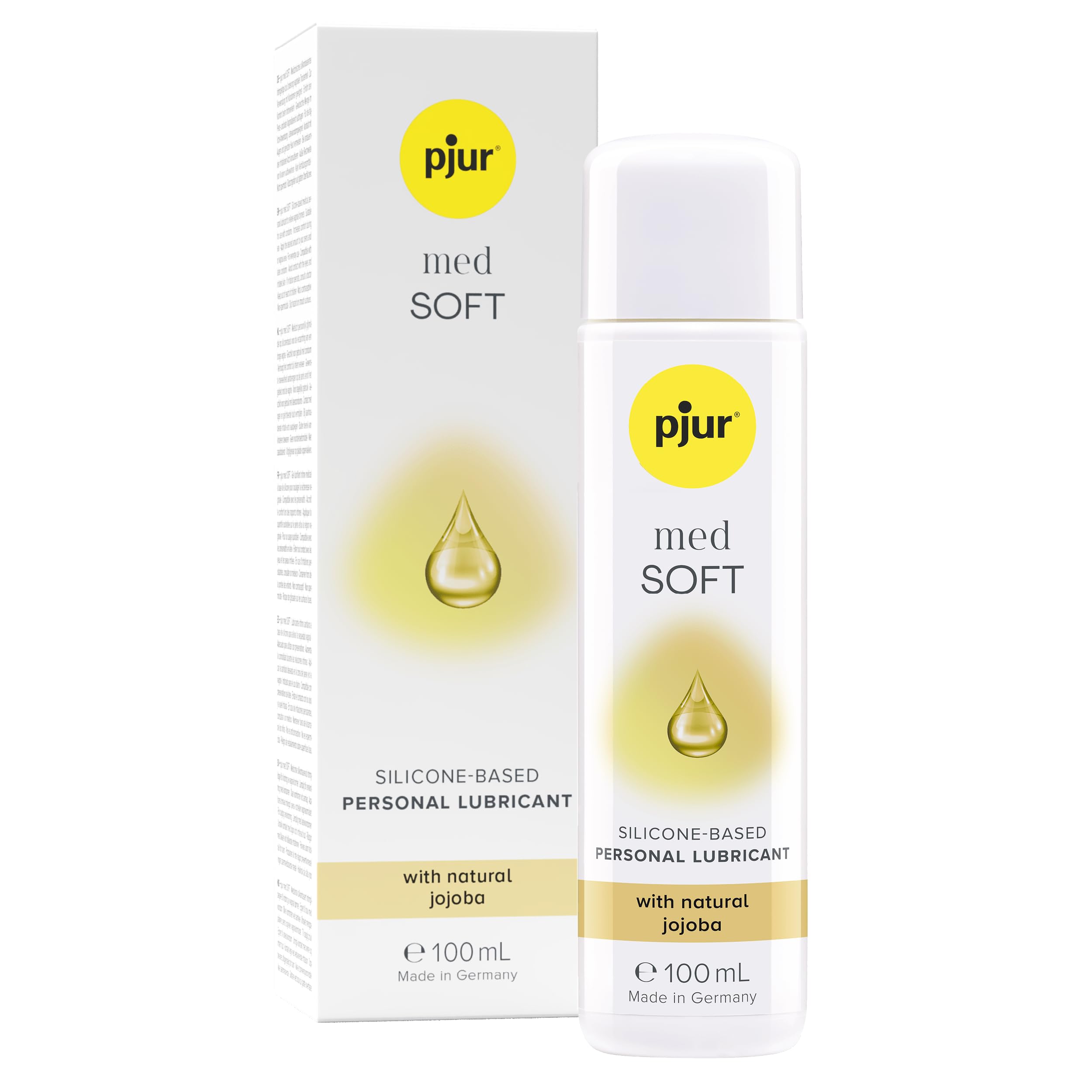 pjur med Soft (100ml) - Silicone-Based Medical Personal Lubricant with Natural jojoba Oil - for Dry and Sensitive mucous membranes