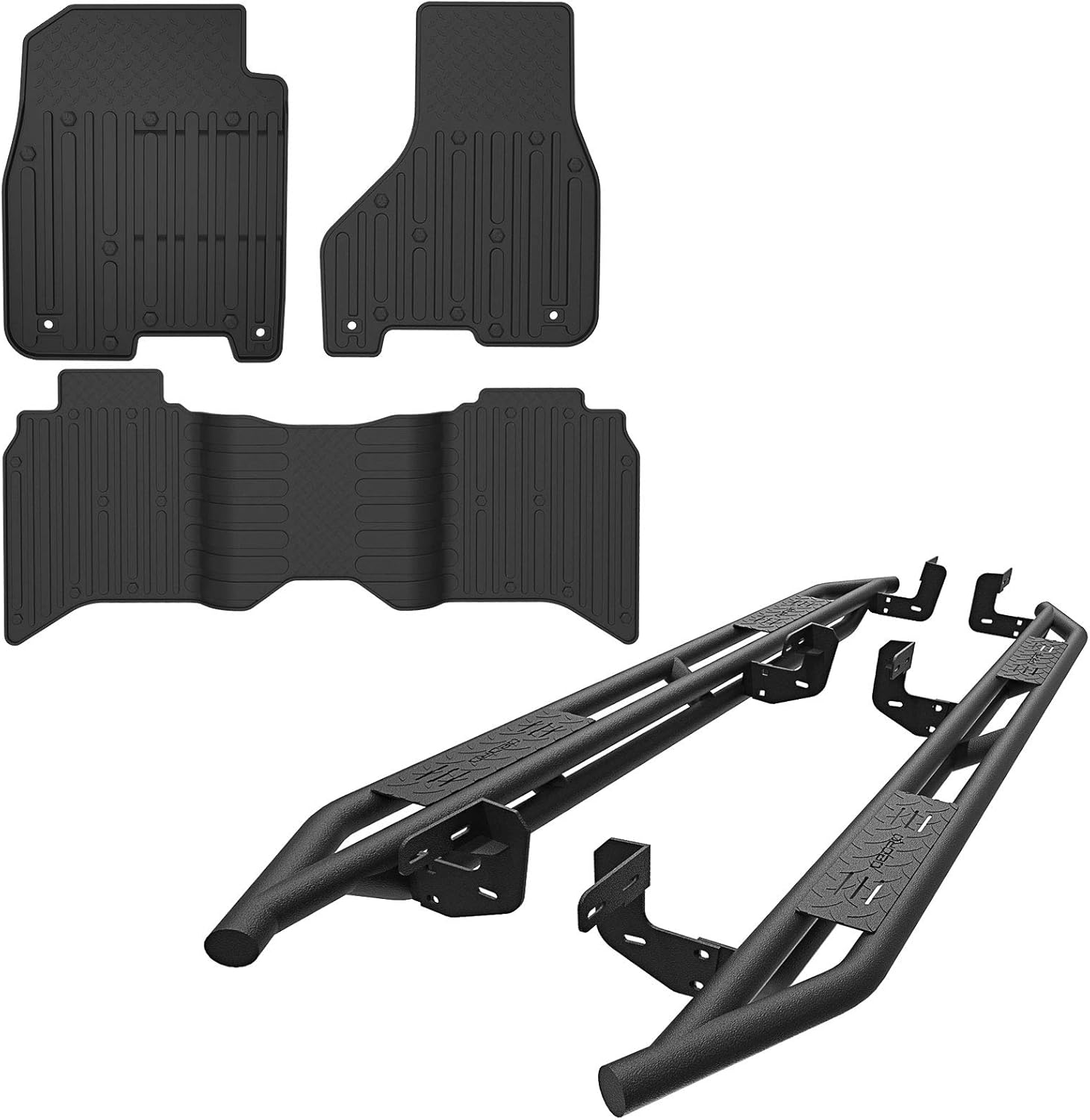 oEdRo Floor Mats Liners & 6inch Running Boards Fit for