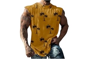 Zeiyignr Palm Tree Tank Tops for Men Cool Breathable Sleeveless Shirts Summer Tops Workout Muscle T-Shirt Gym Fitness Tanks