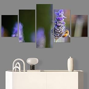 SIGNWIN 5 Panel Canvas Wall Art Bee on...
