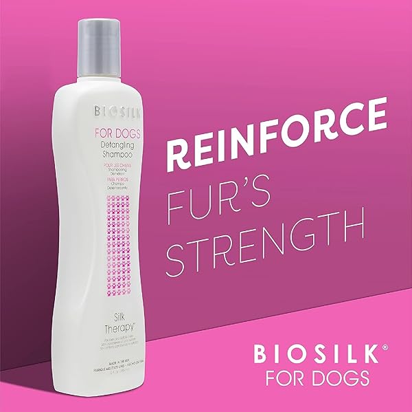 BIOSILK FOR DOGS SILK THERAPY MOISTURIZING DOG DETANGLING SHAMPOO – DOG MATTED HAIR DETANGLER CLEANS, MOISTURIZES, AND DETANGLES – DEMATTING SHAMPOO FOR DOGS, GROOMING SUPPLIES, 12 FL OZ
