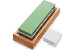 Sharp Pebble Premium Whetstone Knife Sharpening Stone 2 Side Grit 3000/8000 Wetstone Kit -Wetstone Kitchen Knife Sharpener with Non-Slip Bamboo Base & Flattening Stone