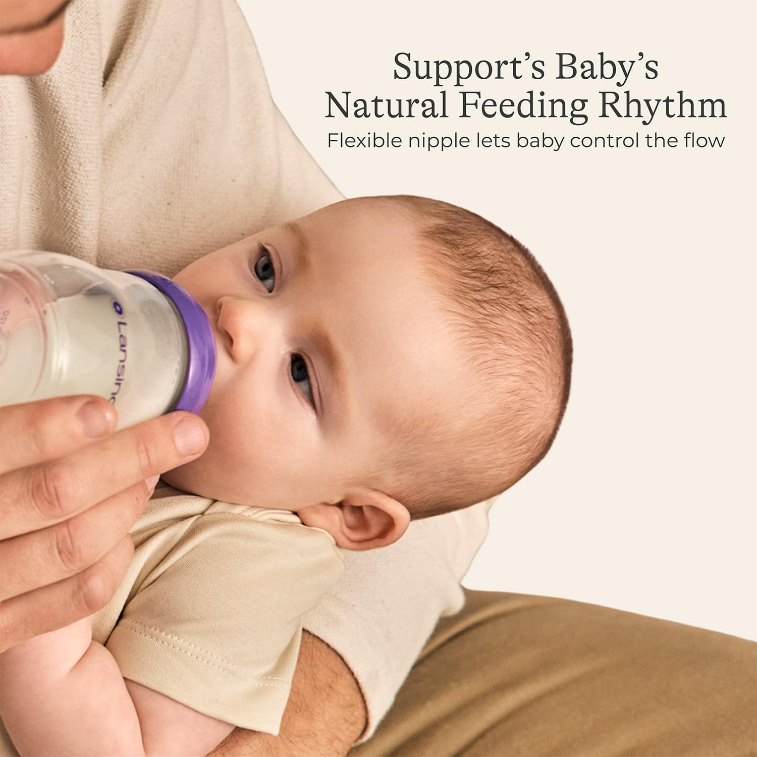 Lansinoh Anti-Colic Baby Bottles for Breastfeeding Babies, 5 Ounces, 4 Count, Includes 4 Slow Flow Nipples, Size S
