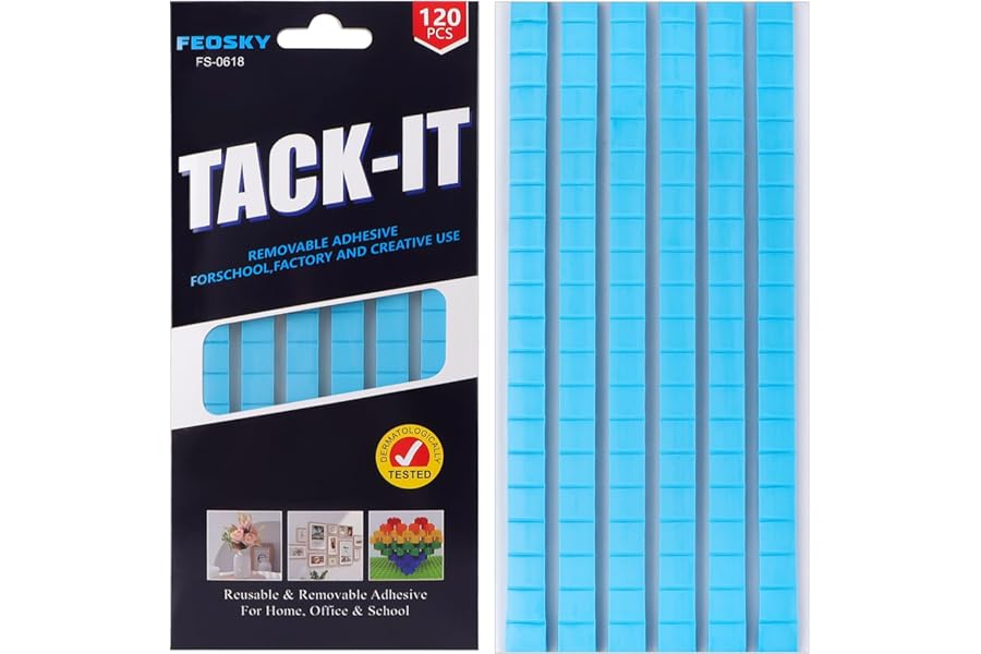 Feosky Adhesive Poster Sticky Tack Putty, Reusable and Removable Adhesive Putty, 120PCS, Mounting Putty for displaying Wall Paintings, Museum Art Photography, Picture, Crafts (Blue, Pack of 1)