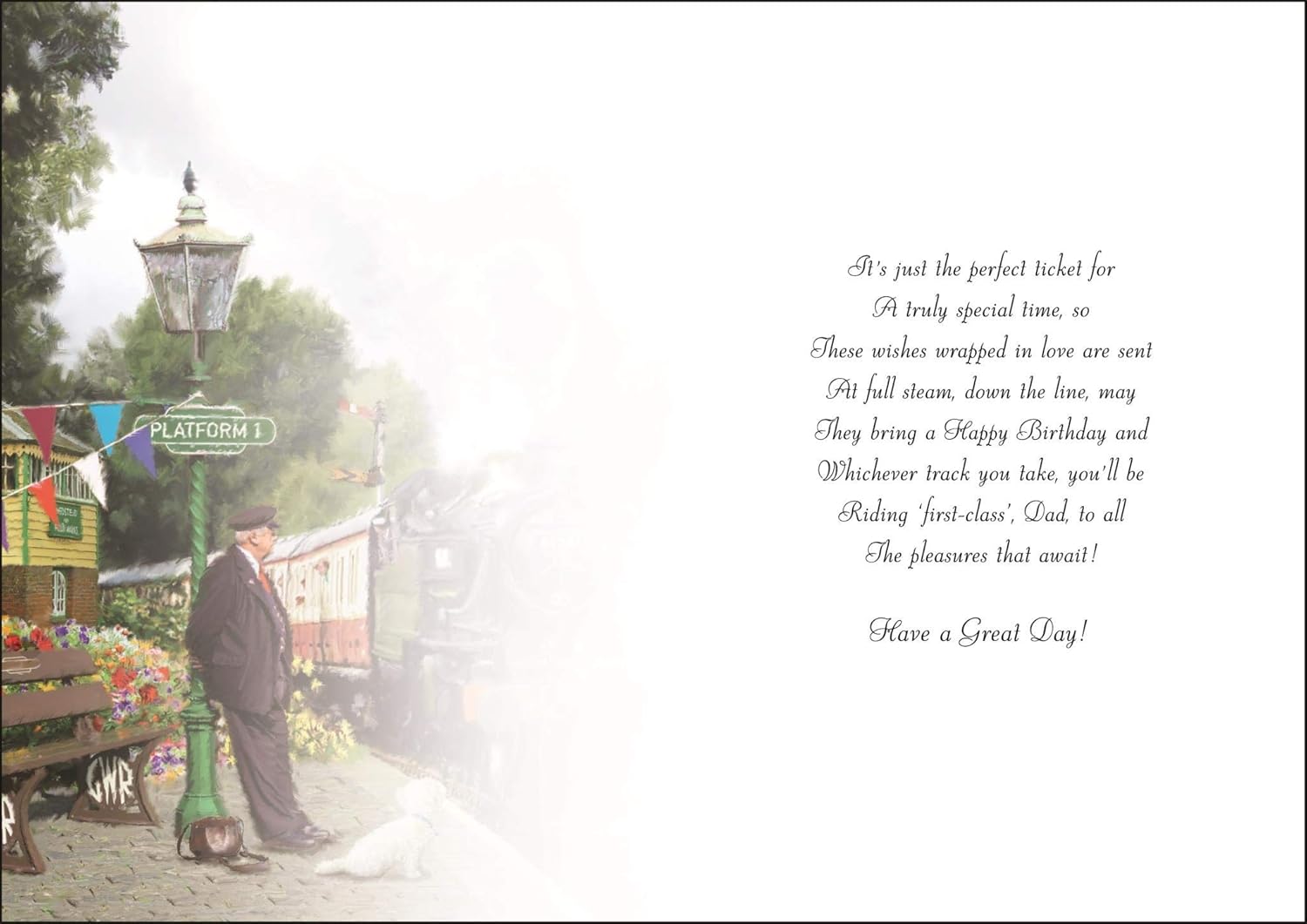 Dad Birthday Card - (JJ-V510) - Steam Train - Velvet Range - Embossed & Foil Finish, yellow|black|beige|grey, 157mm x 235mm - Image 3