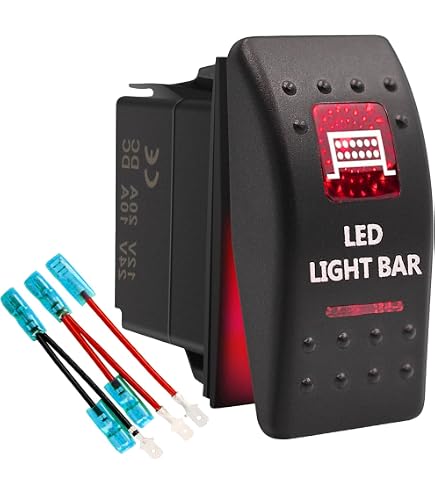 Waterproof 12V 20A Red Backlit Rocker Switch 5-pin SPST Waterproof ...