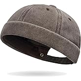 Opreng Classic Vintage Style Solid Color Sailor brimless Skull hat Casual Washed Cotton Rolled Cuff Harbour Hat