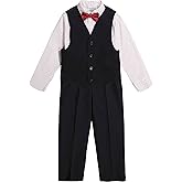 Calvin Klein Boys 4-Piece Formal Dress Up Suit Vest Set, Vest, Pants, Collared Dress Shirt, and Tie