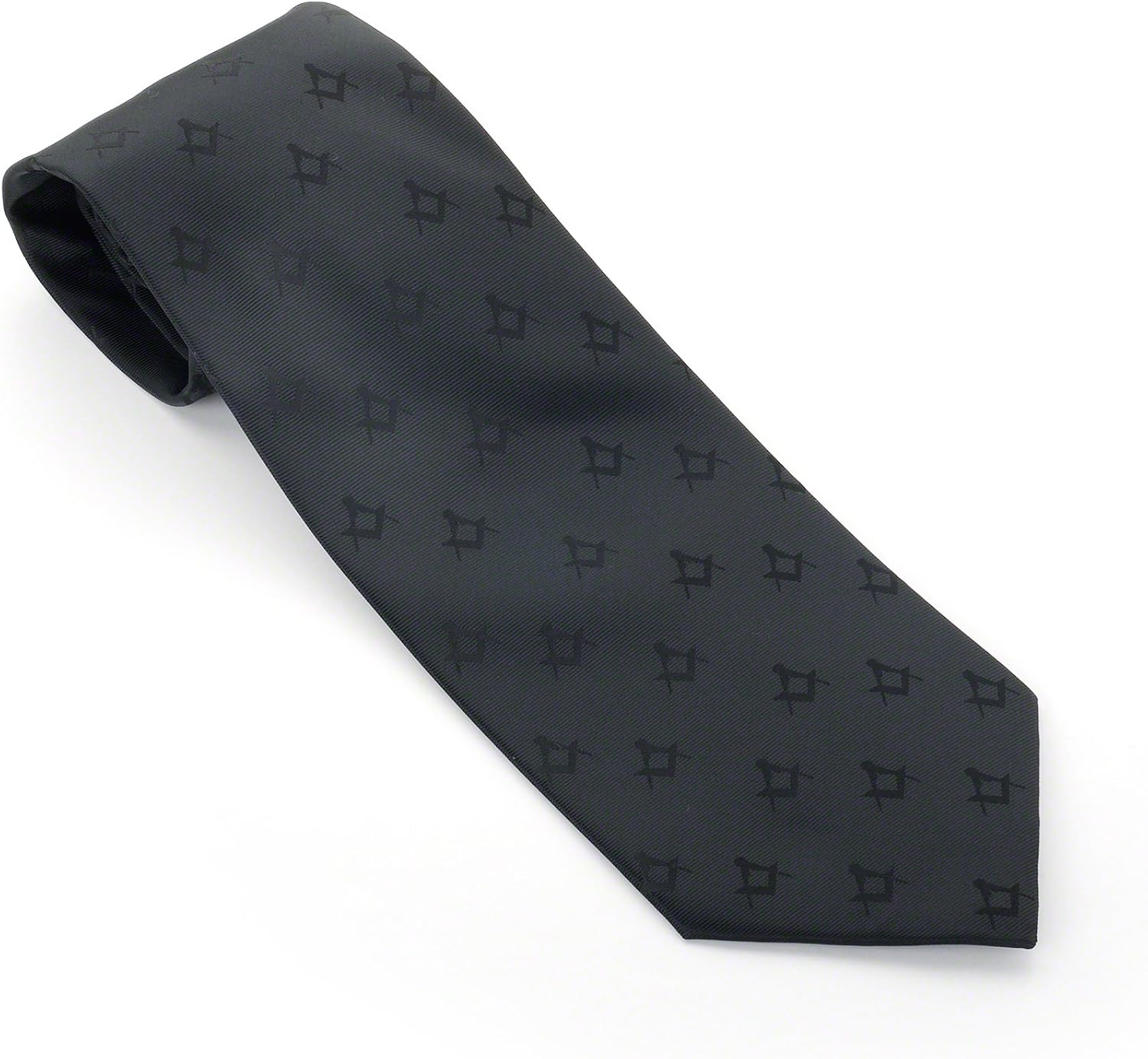 Cravate Noire Franc-Maçon Tissée – Boussole & Équerre, 100% Polyester, Fabriquée Au Royaume-Uni