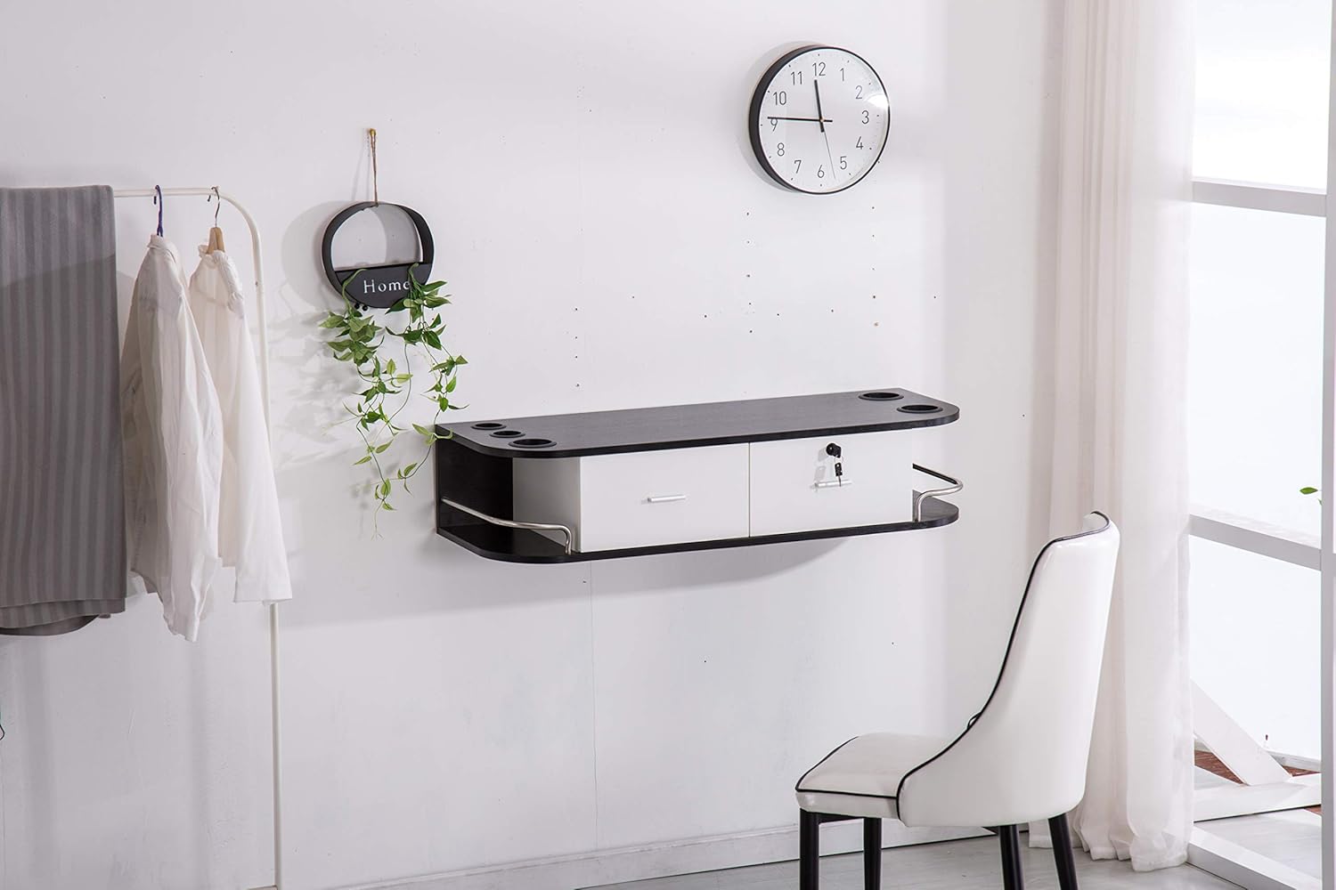 BarberPub Beauty Locking Wall Mount Styling Station Barber Beauty Spa Salon Equipment 6154-5012 (Black&White): Home & Kitchen