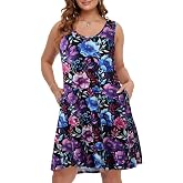 ZENNILO Plus Size Casual T-Shirt Dress – Flowy Swing Tunic With Pockets, 95% Rayon 5% Spandex, B-Purple - View #5