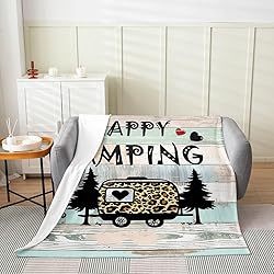 Camper All Season,Bed Blanket Happy Camping Plush
