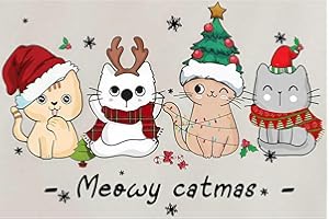 NEGEKFKX Christmas Cat Stamped Cross Stitch Kits for Adults - Embroidery Kits for Beginners Adults,11 CT Patterns Dimensions Counted Cross Stitch Kits for Adults Arts Craft 16x12 inch