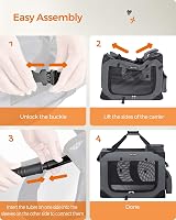Feandrea Foldable Pet Carrier Bag Large Dog Travel Crate Grey PDC70GY view 7