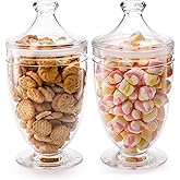 Hacaroa 2 Pack Acrylic Apothecary Jars with Airtight Lids, 46 Oz Clear Plastic Candy Cookie Jars for Candy Buffet, Decorative Bathroom Canister Container for Bath Salt, Vanity, Party, Wedding